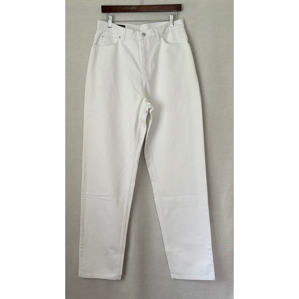 Lands End Womens White High Rise Straight Leg 100% Cotton Jeans Size 12 RN 62830